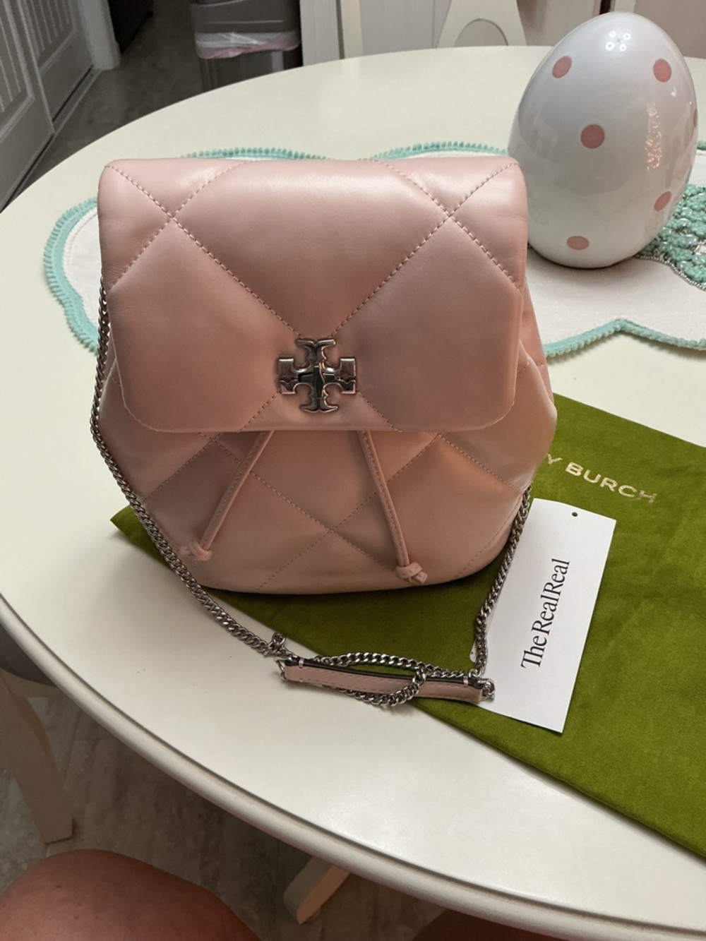 Tory Burch Blush Quilted Leather Mini Backpack Crossbody